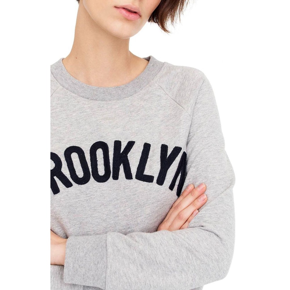 J. Crew Brooklyn Pullover Sweatshirt Gray Crew Neck 3/4 Sleeve size small - Picture 2 of 12
